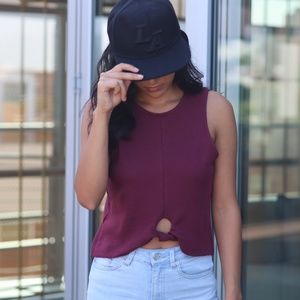 Maroon crop tank with tie